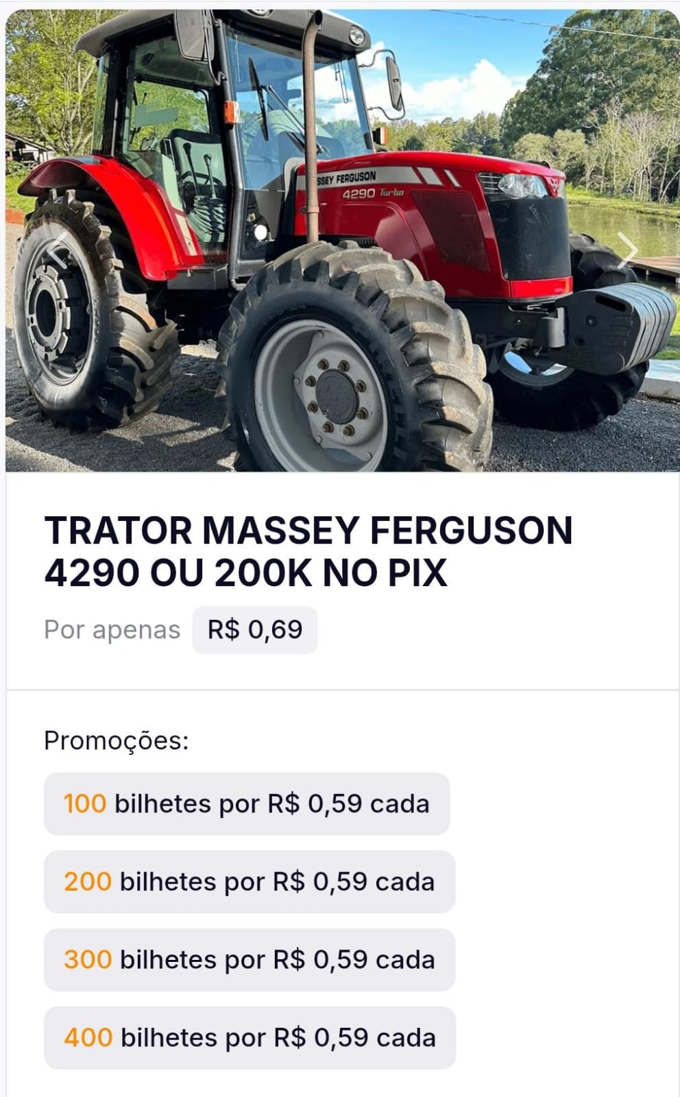 TRATOR MASSEY FERGUSON 4292 ou 200k NO PIX